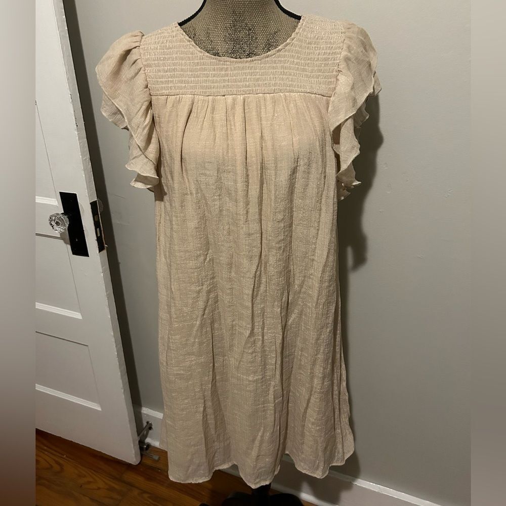 Indigo Rose Sandy Beach Beige Breathable Ruffle Sundress